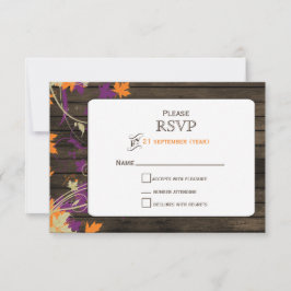 Stallholz Rustikale Pflaume Blätter Hochzeit im He RSVP Karte