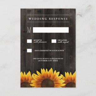 Stallholz + Rustikale Sonnenblumen Hochzeitskarte  RSVP Karte