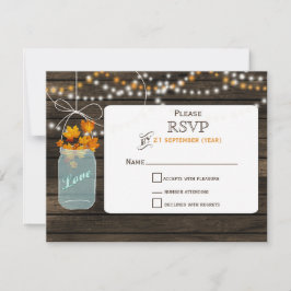 Stallholzmason Jar Hochzeit im Herbst UAWG RSVP Karte