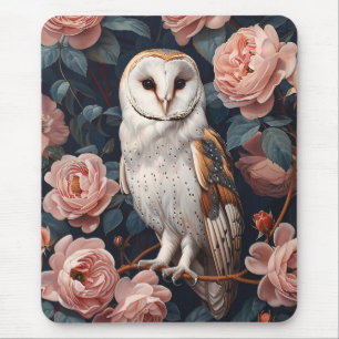 Stallhuhn zwischen rosa Rosen Mousepad