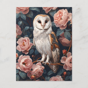 Stallhuhn zwischen rosa Rosen Postkarte