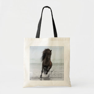 Stallion, der auf Strand   Nordatlantik läuft Tragetasche