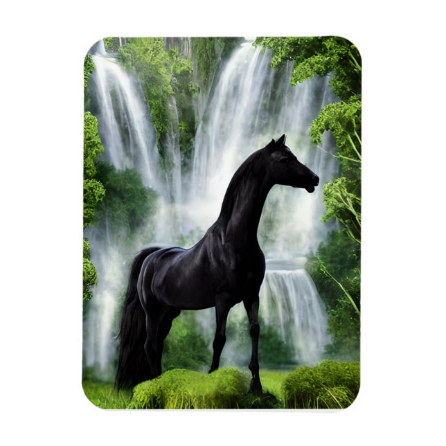 Stallion und Wasserfälle Magnet (Vertikal)