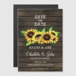 Stallsonnenblumen rustikales Land Save the Date Magneteinladung