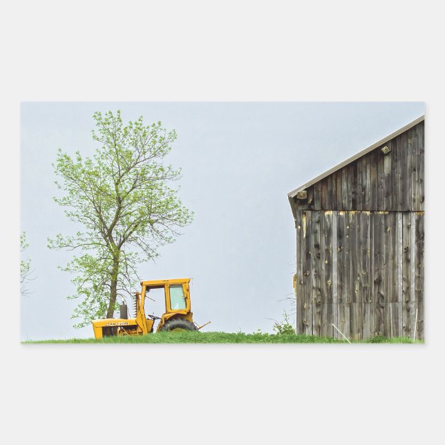 Stallszene mit Traktor Rechteckiger Aufkleber (Vorderseite)