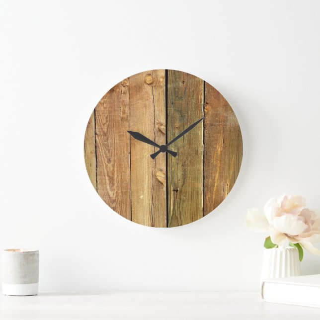 Stallwand, Holz, Holzplatten, Planen, rustikal Große Wanduhr (Zuhause)