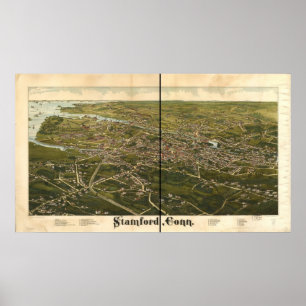 Stamford Connecticut 1883 Antike Panoramakarte Poster