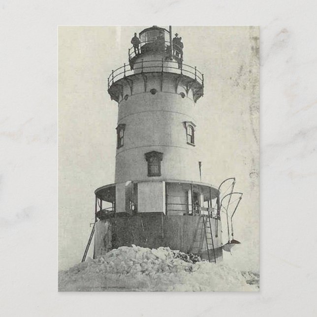 Stamford Harbour Ledge Lighthouse Postkarte (Vorderseite)