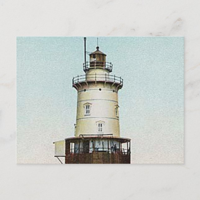 Stamford Harbour Ledge Lighthouse Postkarte (Vorderseite)