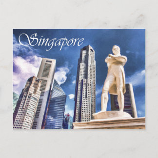 Stamford Raffles Landing Site and Statue Singapur Postkarte