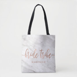 Stamm aus weißem Marmor und Rose Gold Monogram Tasche