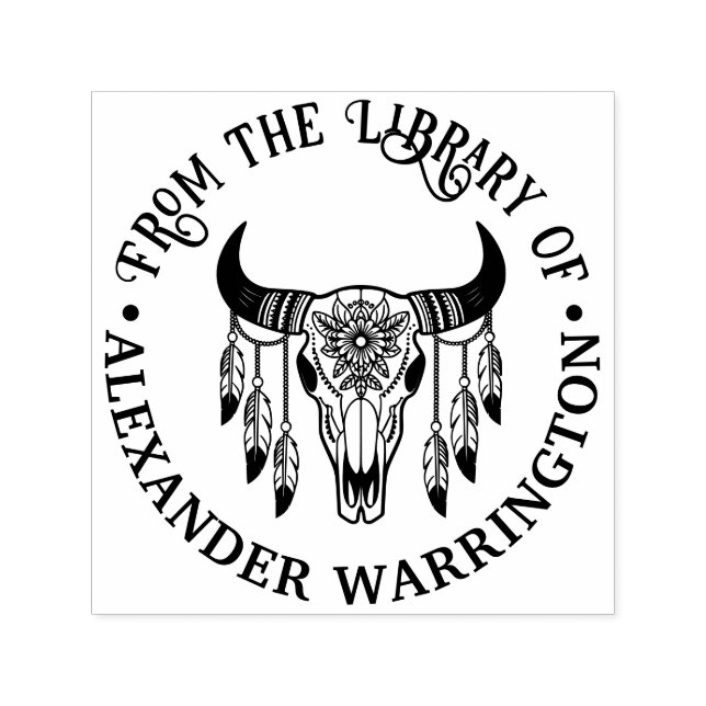 Stamm Bull Kuh Skull Feathers Bibliotheksname Permastempel (Design)