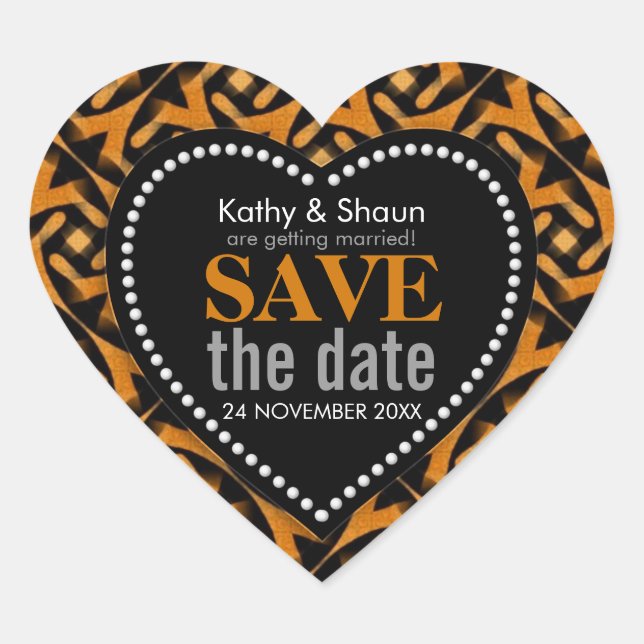 Stamm der Erde Save the Date Liebe Herz Herz-Aufkleber (Vorderseite)