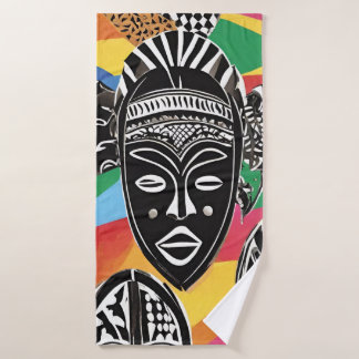 Stamm der farbenfrohen Afrikanischen Masken Badhandtuch Set