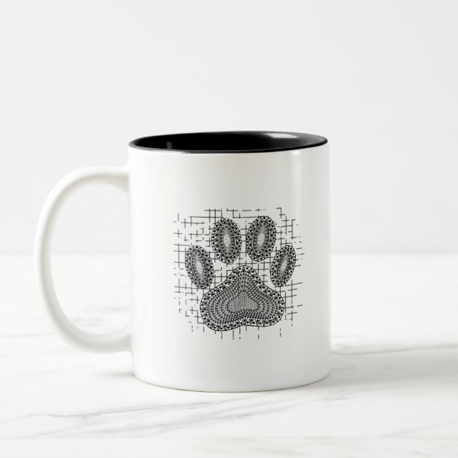 Stamm-Hund-Druck auf einem beschädigten Hintergrun Zweifarbige Tasse (Links)