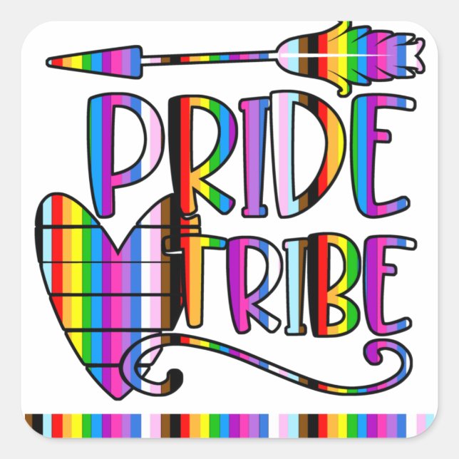 Stamm - LGBTQ+ inklusiver Regenbogen Quadratischer Aufkleber (Vorderseite)