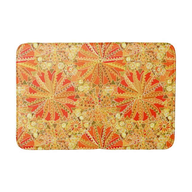 Stamm Mandala Print, Mustard Gold und Orange Badematte (Vorderseite)