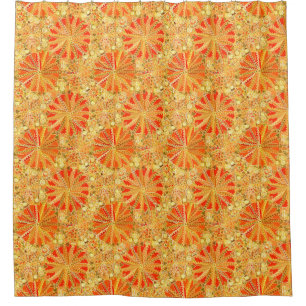 Stamm Mandala Print, Mustard Gold und Orange Duschvorhang