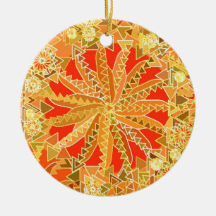 Stamm Mandala Print, Mustard Gold und Orange Keramikornament