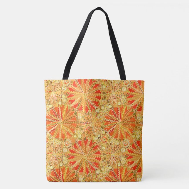 Stamm Mandala Print, Mustard Gold und Orange Tasche (Vorderseite)