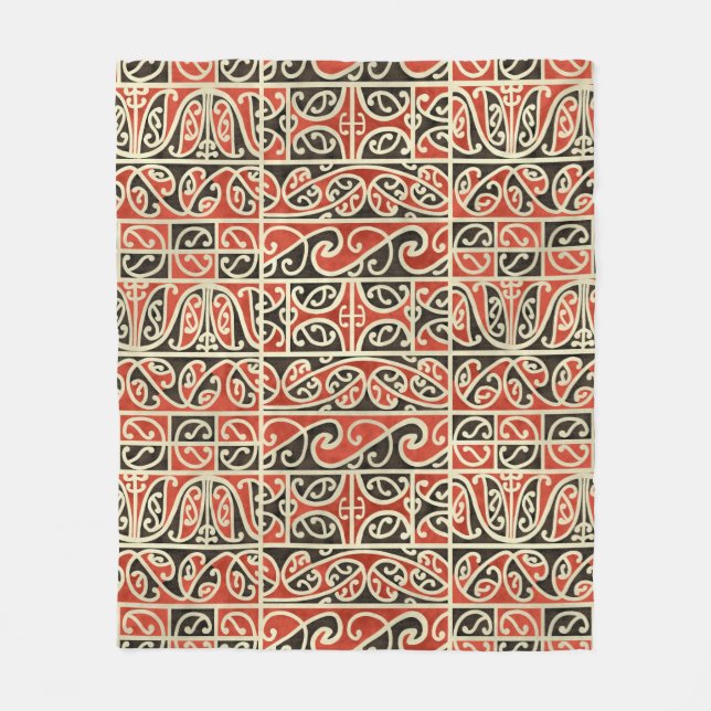 Stamm Maori Kowhaiwhai Koru Neuseeland Muster Fleecedecke (Vorderseite)