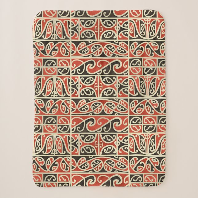 Stamm Maori Kowhaiwhai Koru Neuseeland Muster Sherpadecke (Vorderseite)