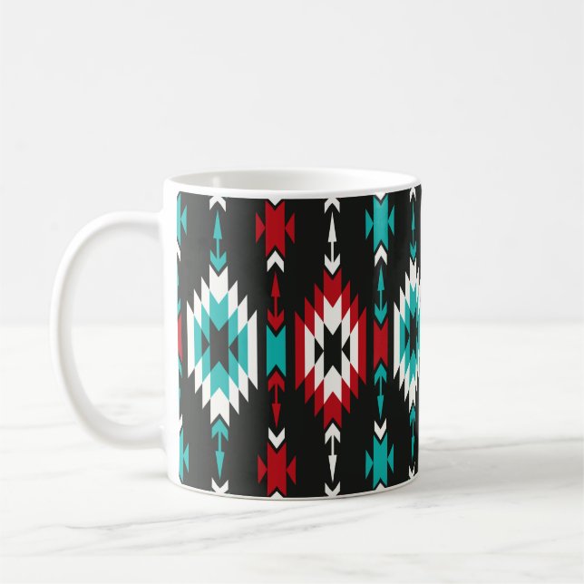 Stamm nahtlos buntes geometrisches Muster. ethnisc Kaffeetasse (Links)
