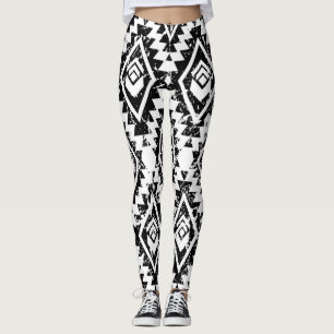 Stamm Navajo: Schwarz-weiß geometrisch. Leggings
