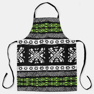 Stamm Navajo, Schwarz-weißes grünes Muster. Schürze