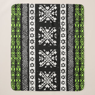 Stamm Navajo, Schwarz-weißes grünes Muster. Sherpadecke