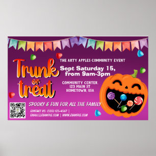 Stamm oder Leckerei Halloween-Banner qr-Code Poster