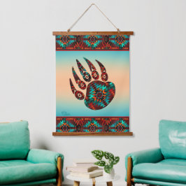 Stammbär Paw Wood Topped Wall Tapestory Wandteppich Mit Holzrahmen