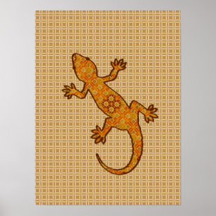 Stammbatik Gekko - Rost, Bernstein und Bräune Poster