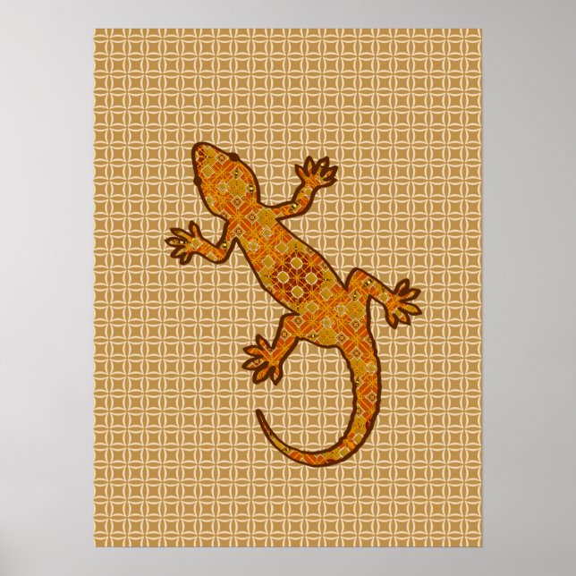 Stammbatik Gekko - Rost, Bernstein und Bräune Poster (Vorne)