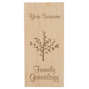 Stammbaum-Genealogische Dateien Holz USB Stick