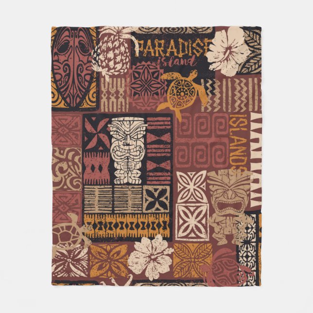 Stammbaum-Patchwork-Abstr. Fleecedecke (Vorderseite)