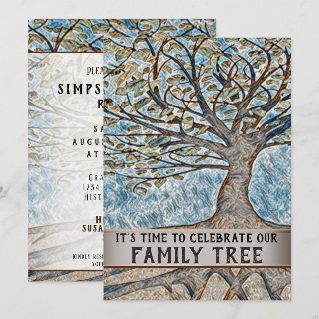 Stammbaum-Wiedersehen-Einladung Einladung (Vorne/Hinten)