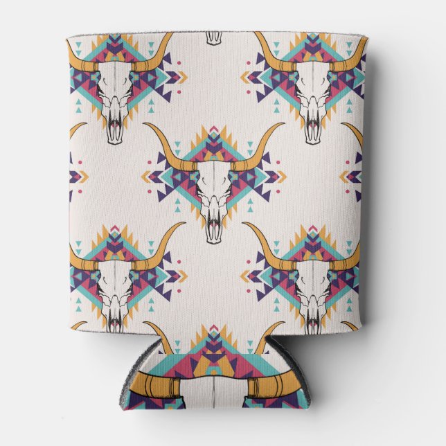 Stammebulle Schädel: Boho Nahtlos Dosenkühler (Vorderseite)