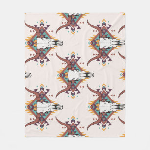 Stammebulle Schädel: Boho Nahtlos Fleecedecke
