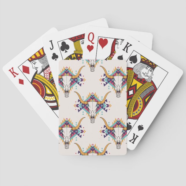 Stammebulle Schädel: Boho Nahtlos Spielkarten (Rückseite)