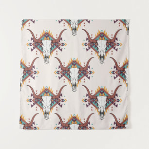 Stammebulle Schädel: Boho Nahtlos Wandteppich