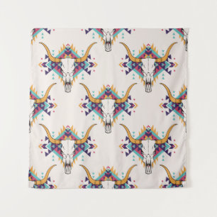 Stammebulle Schädel: Boho Nahtlos Wandteppich