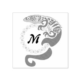 Stammes-Alligator Lizard umarmt ein Sonnenmonogram Gummistempel