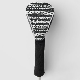Stammes- Azteken-Schwarz-Glitter-Weiß-Geometrische Golf Headcover