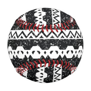 Stammes- Aztekenschwarz Glitter Weiß geometrische  Baseball