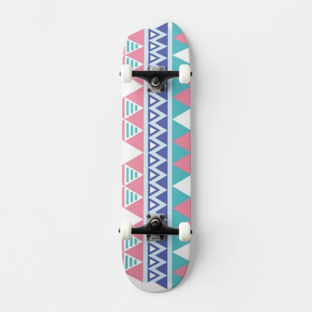 Stammes- aztekisches buntes Muster Skateboard (Vorderseite)