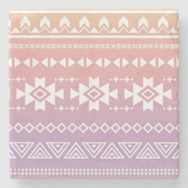 Stammes- aztekisches ombre Muster Steinuntersetzer (Vorderseite)