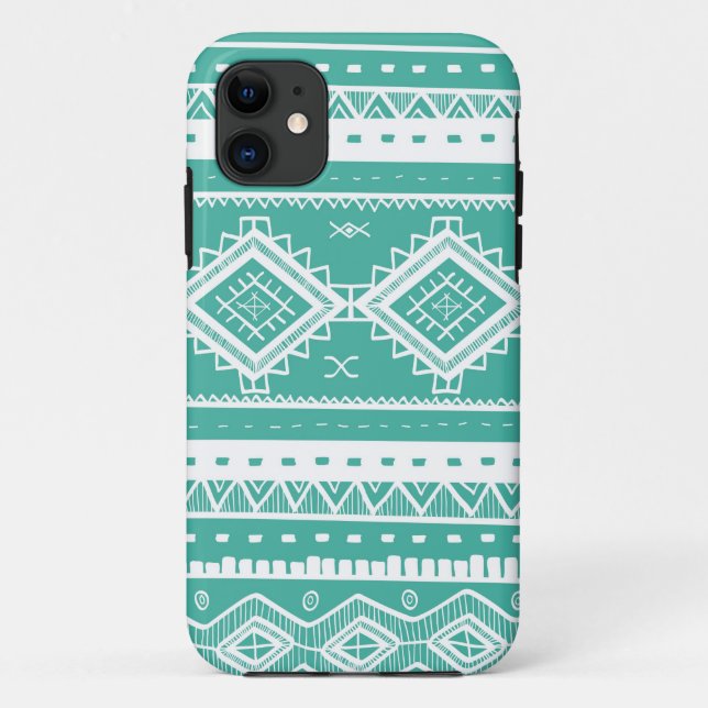 Stammes- aztekisches Spitze-Muster (Aquamarine) Case-Mate iPhone Hülle (Rückseite)