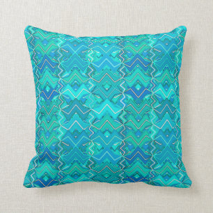 Stammes- Batik Druck, Türkis, Aqua und Seafoam Kissen