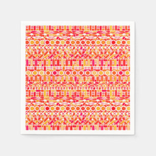 Stammes-Batik - korallenorange und korallenrosa Serviette